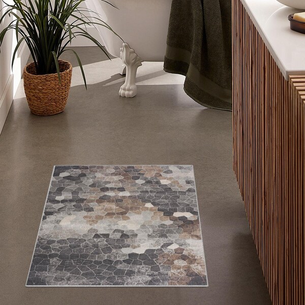 Homeroots 2 x 3 ft. Beige Cobblestone Pattern Scatter Area Rug 395843 - main